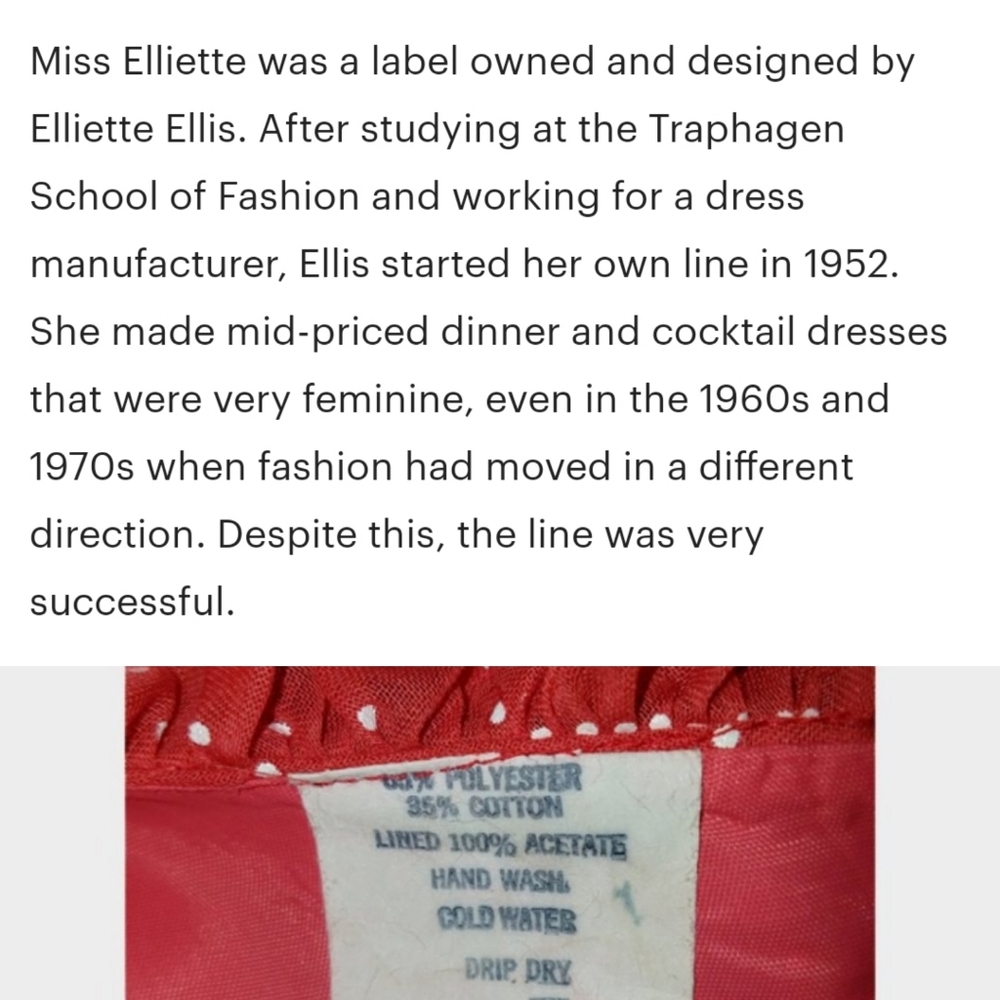 VTG 60s Miss Elliette Swiss Dot Ruffle Dress - Picture 13 of 13